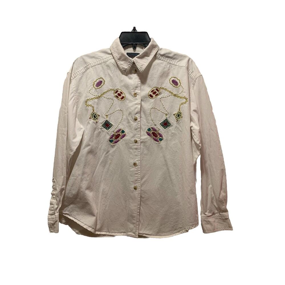 CASSINI Jeans long sleeve Button Down Ladies Medium
